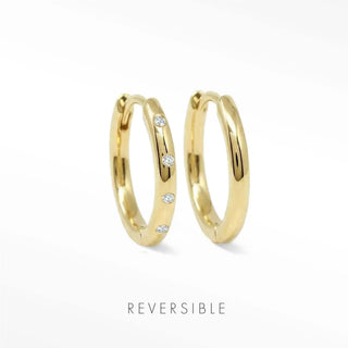 Ellie Diamond Gold Hoop Earrings 14k | Wynning Reversible Hoops