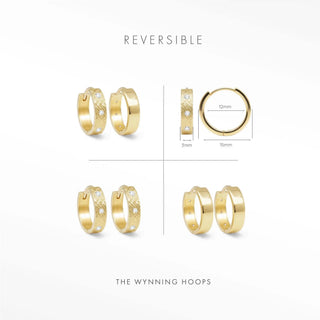 Huggie Earrings Gold Florentine Diamond | Wynning Reversible Hoops