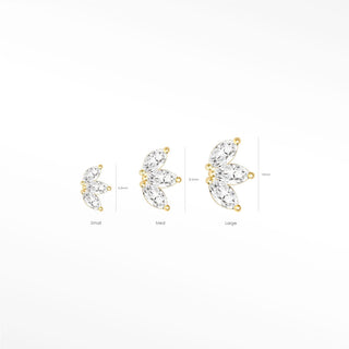 Flat Back Earring Moissanite Baby Lotus Large 14k Yellow