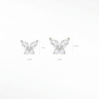 Flat Back Earring Moissanite Butterly Med 14k White