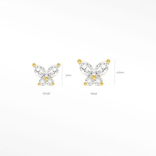 Flat Back Earring Moissanite Butterly Med 14k Yellow