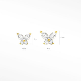 Flat Back Earring Moissanite Butterly Small 14k Yellow