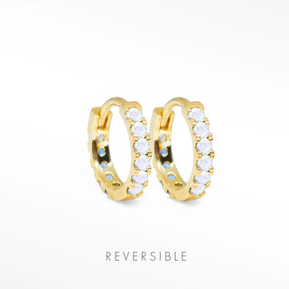 moonstone and tourmaline hoop earrings Natalie in 18k vermeil with moonstone and tourmaline