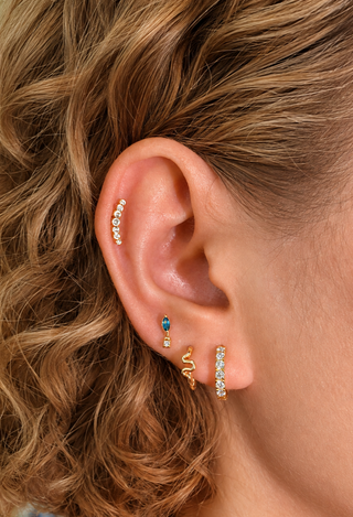 Flat Back Earring Blue Sapphire Movement 14k Yellow