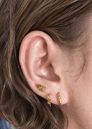 Flat Back Earring Multi Tourmaline The Tapered Baguette 14k Yellow