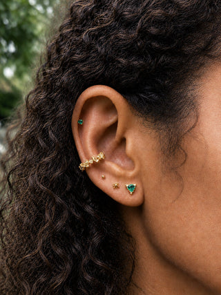 Flat Back Earring Emerald Aurora 14k Yellow