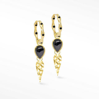 Vintage Lace Pear Black Spinel Gold Vermeil Convertible Earrings - Nina Wynn