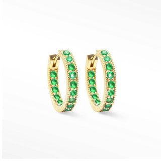 Gemma Emerald 18k Yellow Gold Hoop Earrings 20mm - Nina Wynn