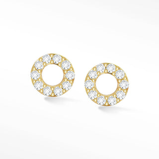 Donut in Natural Diamond 18k Yellow Gold Stud Earrings - Nina Wynn