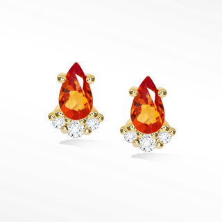 Chantelle Red Sapphire & Diamond 18k Yellow Gold Stud Earrings - Nina Wynn