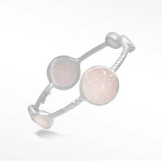 Pallas Blushing Druzy Silver Hinged Bangle - Nina Wynn