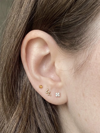 Flat Back Earring Snake Med 14k Yellow