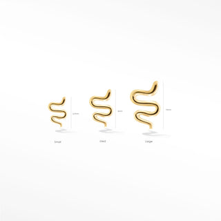 Flat Back Earring Snake Med 14k Yellow