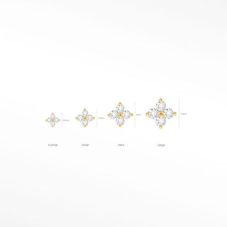Flat Back Earring Diamond Clover X-Large 14k Yellow