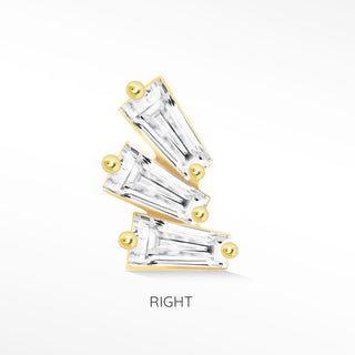 Flat Back Earring Moissanite The Tapered Baguette 14k Yellow
