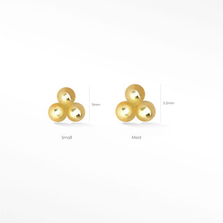 Flat Back Earring Medium Tri-bead 14k Yellow