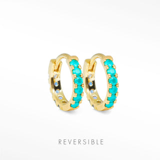turquoise and moonstone hoop earrings Natalie in 18k vermeil with turquoise and moonstone