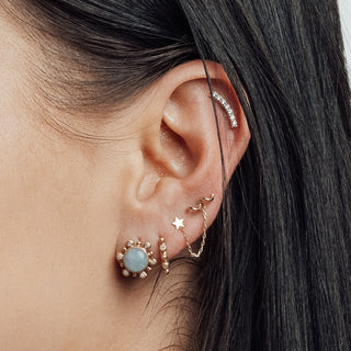 Squeeze Me 14k White Gold Flat Back Threadless Stud Earring - Nina Wynn