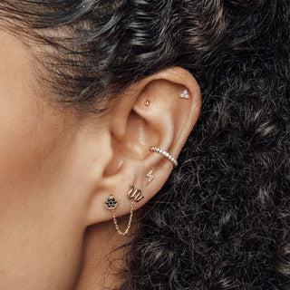 Lightning Bolt 14k Diamond Flat Back Threadless Stud Earring - Nina Wynn