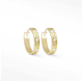 Florentine Natural Diamond 18k Yellow Gold Hoop Earrings 15mm - Nina Wynn