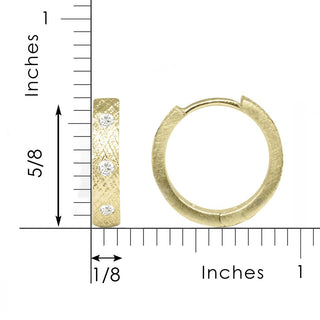 Florentine Natural Diamond 18k Yellow Gold Hoop Earrings 15mm - Nina Wynn