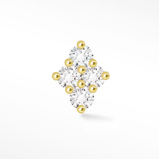 Southern Cross Diamond 14k Yellow Gold Flat Back Threadless Stud Earring - Nina Wynn