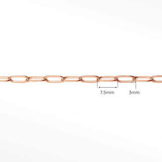 Paperclip 7.5x3mm Rose Gold Filled Chain for Permanent Jewelry - Nina Wynn