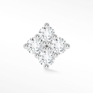 Clover 18k White Gold Diamond Push Back Stud Earrings - Nina Wynn