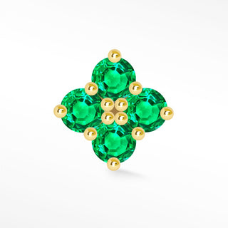 Clover in Emerald 14k Yellow Gold Flat Back Threadless Stud Earring - Nina Wynn
