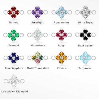 Clover Medium Natural Gemstone 10k White Gold Connectors Pack of 12 Birthstones for Permanent Jewelry - Nina Wynn