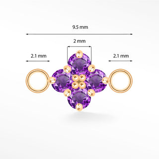 Clover Medium Natural Gemstone 14k Rose Gold Connectors for Permanent Jewelry - Nina Wynn