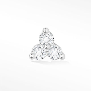 Trinity Diamond 14k White Gold Flat Back Threadless Stud Earring - Nina Wynn