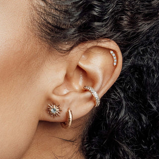 14k Diamond Flat Back Threadless Stud Earring - Nina Wynn