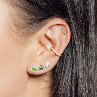 14k White Gold Diamond Flat Back Threadless Stud Earring - Nina Wynn