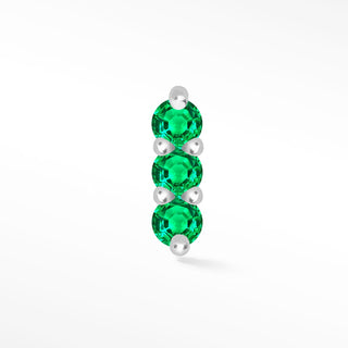 3 Scones Emerald 14k White Gold Flat Back Threadless Stud Earring - Nina Wynn
