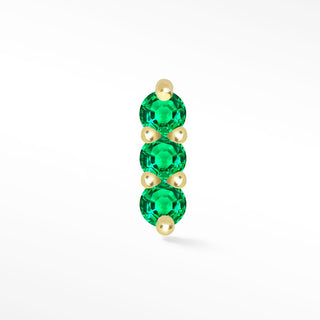 3 Scones Emerald 14k Yellow Gold Flat Back Threadless Stud Earring - Nina Wynn