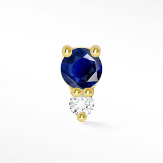 Blue Sapphire & Diamond 14k Yellow Gold Flat Back Threadless Stud Earring - Nina Wynn