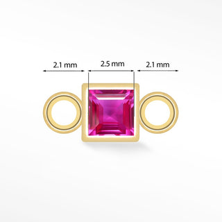 Princess cut Natural Gemstone 14k Yellow Gold Simple Bezel Connectors Pack of 5 Colors for Permanent Jewelry - Nina Wynn