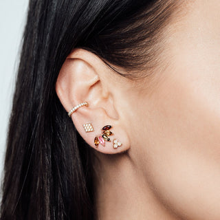 18k Diamond Flat Back Threadless Stud Earrings - Nina Wynn