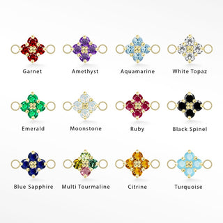Clover Medium Natural Gemstone 14k Gold Connectors Pack of 12 Birthstones for Permanent Jewelry - Nina Wynn